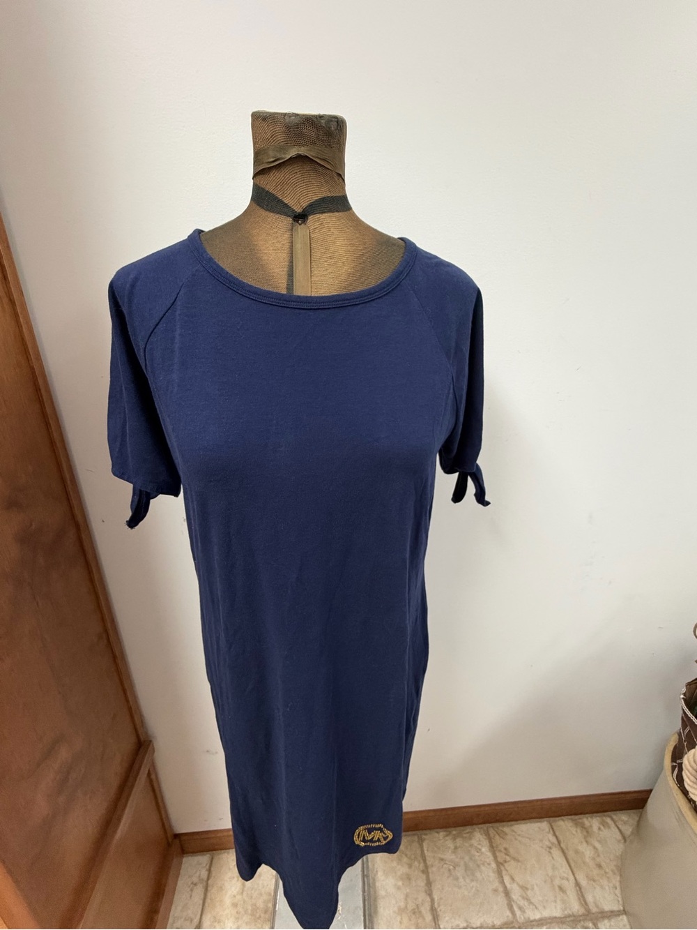 Michael Kors Navy Short-Sleeve Tie-Cuff Women's Dress